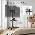 PERLESMITH Mobile TV Stand for 23-60 Inch LCD LED Flat/Curved Screen TVs, Tilt TV Cart Holds up to 88Lbs, Portable TV Stand with Laptop Shelf, Rolling TV Floor Stand Max VESA 400x400mm (PSTVMC06) - Image 4