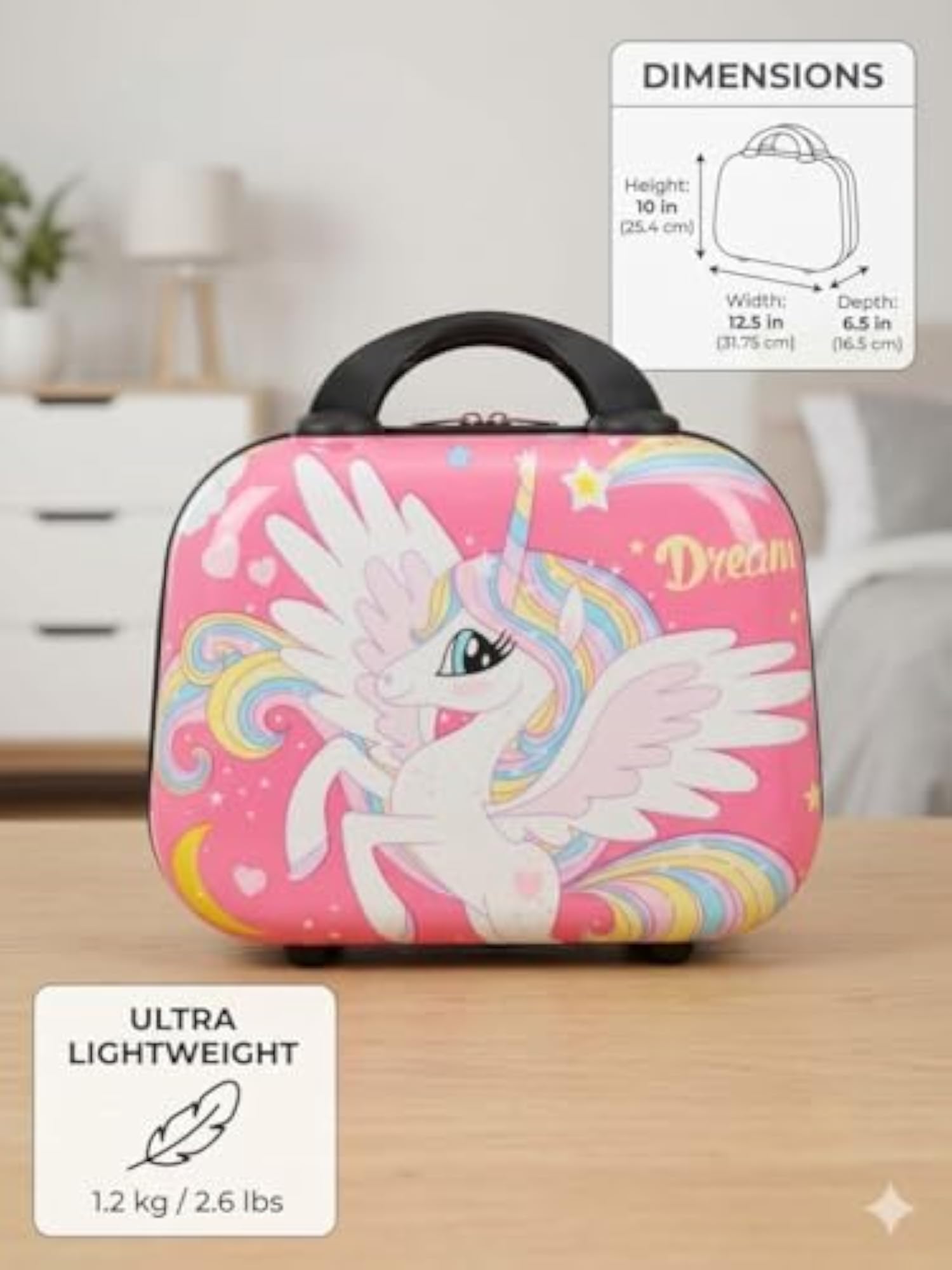 Small Protective Carry-on Suitcase for Kids, Princess Design
