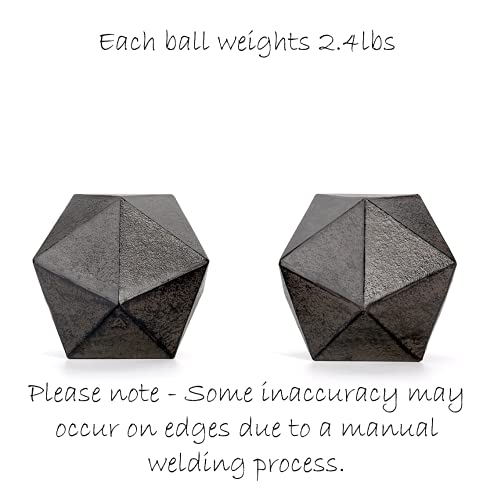 Ambipolar Geometric Decorative Ball Shaped Bookends, Modern Cast Iron Black Bookends for Office Desk, Book Shelf, Room Decor, Home Office, Book Stand or Organizer, Set of 2. Antique Black - Image 4