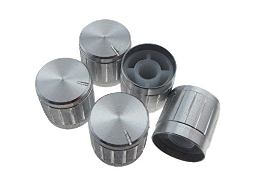 Aluminum Knob Cap for 6mm Knurled Shaft Pot 17*17mm - Silver - Pack of 5