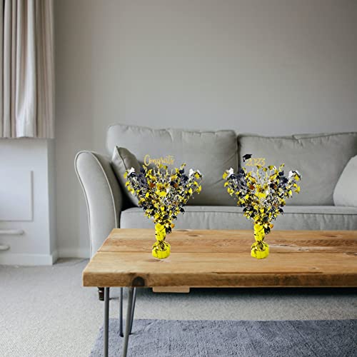 2Pcs Metallic Plastic Graduation Gleam Burst Centerpiece,Black And Gold Silver Grad Cap Glitter Foil Centerpiece For 2023 Congrats Grad Party Table Decoration (Graduation Cap-2Pcs) #TOP6