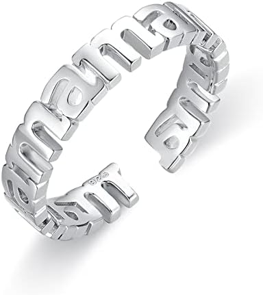 WIOY 925 Sterling Silver Adjustable Ring for Mother, Mama Daughter Statement Eternity Band, New Mom Gifts for Women, Size 7 to 9