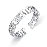 WIOY 925 Sterling Silver Adjustable Ring for Mother, Mama Daughter Statement Eternity Band, New Mom