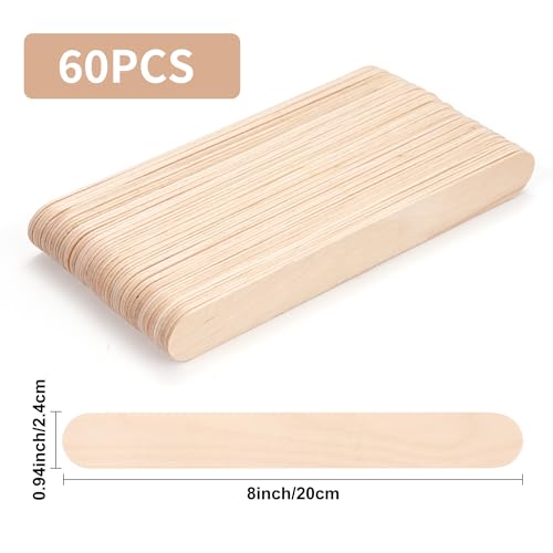 image for CRTWDMAN 60 Pieces Jumbo Craft Sticks, 8 Inch Natural Wooden Popsicle 