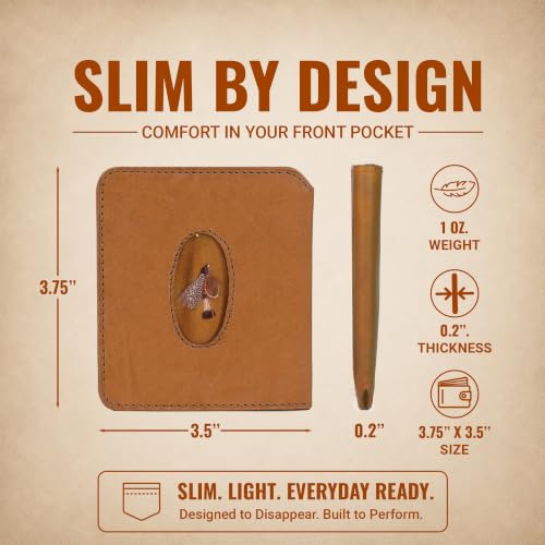 Image of ROGUE WALLET Angler Front Pocket Wallet for Men - Slim, Compact Leather Card Holder with ID Window - Minimalist Front-Pocket Wallet for Cash, Cards & Travel Essentials (Tan)