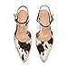 OMLISHZTY Women’s Ankle Strap Kitten Heels Closed Pointed Toe Cow Print Slingback Heels Buckle Fashion Sexy Pumps Dress Party Work Elegant Pump Shoes