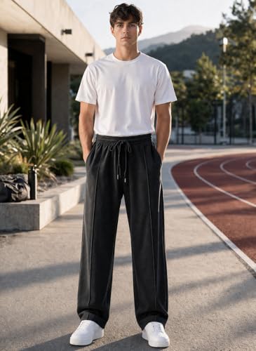 Image of ENDEAVOUR WEAR Men's Baggy Oversized Track Pants | Premium Cotton Rich Fabric | Straight Loose Fit Non-Cuffed | Gym, Streetwear & Casual Comfort Track Pants Lounge Pants