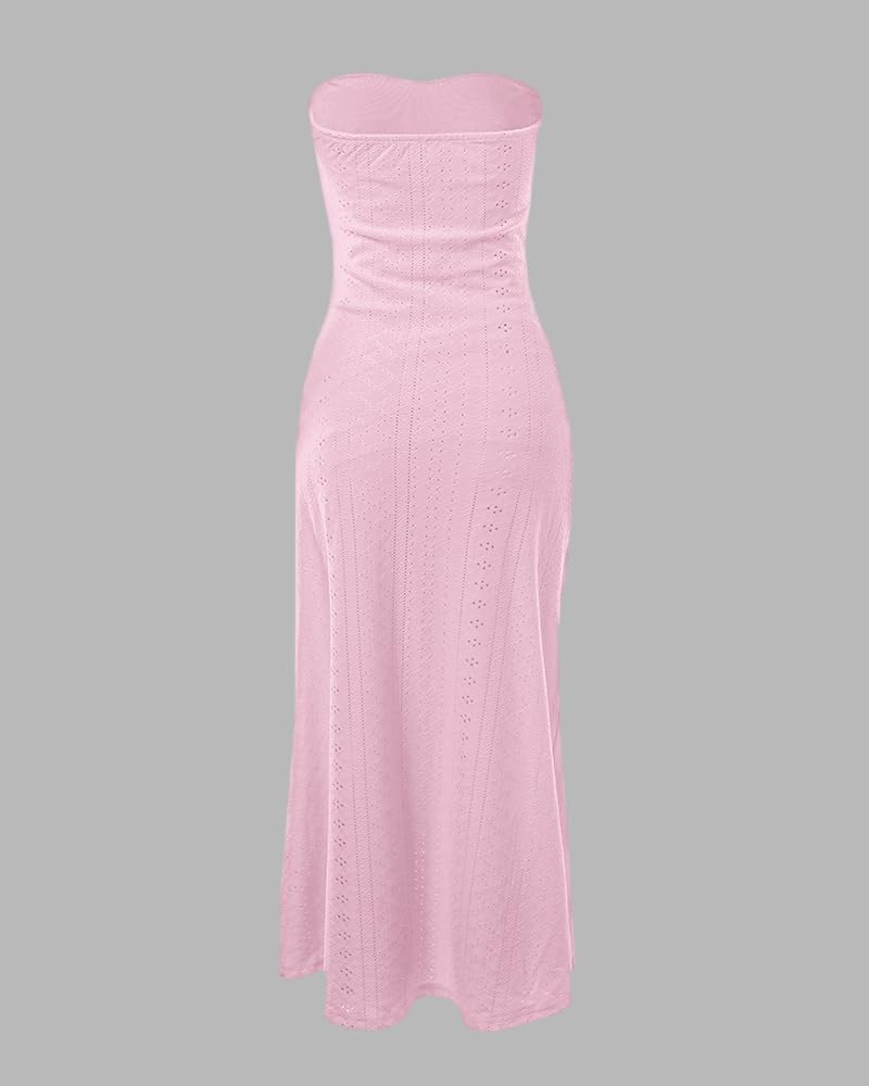 CHICME Women's Strapless Maxi Bodycon Dresses Wrap Asymmetrical Beach Maxi Long Dress Beach Sunset Dress - Image 6