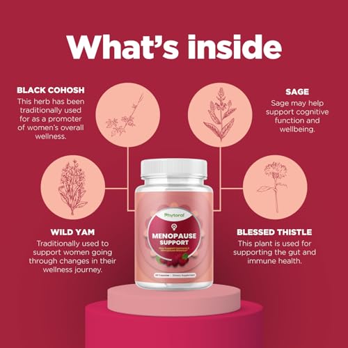 Phytoral Complete Herbal Menopause Supplement for Women - Female Hormone Balance Capsules for Night Sweats Hot Flashes & Mood Swings with Dong Quai, Chaste Berry & Black Cohosh Root - 60 Count Pack