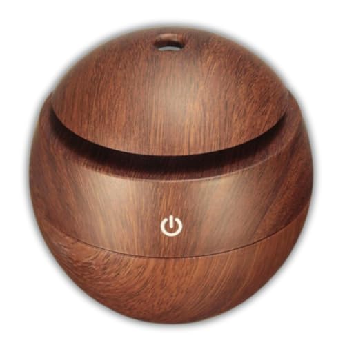Umidificador de Ar Ultrassônico Usb Difusor de Aroma Elétrico Aromatizador Purificador até 4H Madeira Led com 7 Cores Portátil Silencioso 130ml (Madeira Escura)