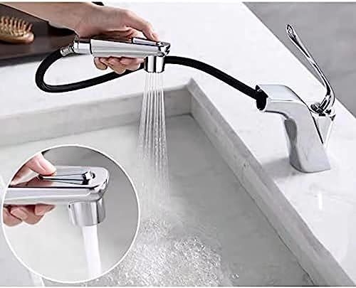 Robinet de lavabo en laiton massif avec douchette mitigeur design moderne - 3
