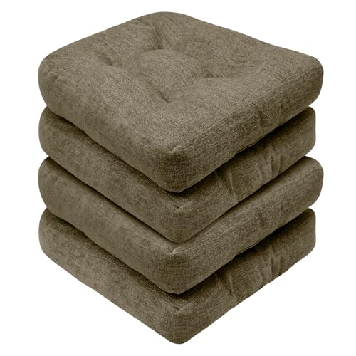 Basic Beyond Chair Cushions for Dining Chairs, Non-Slip Chair Pads, Thick Seat Cushions for Dining Room Chairs, Kitchen Chair Cushions Set of 4, 17" x 17" x 4", Coffee by Basic Beyond - Used condition - US$61.00