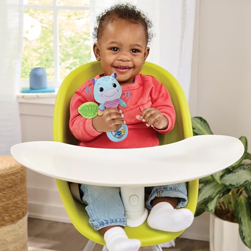 VTech Hippo Baby Rattle Toy with Bright Colors, Various Materials and Rattle Sounds, Sensory Toy to Stimulate Motor Skills, for 3-24 Months Baby