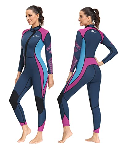 Zeraty Wetsuit 3mm Wet Suits for Women, Neoprene Full Diving Suits, Front Zip Full Body Keep Warm Wetsuits, for Diving Snorkeling Surfing Swimming Water Sports, Rose Red M - Thumbnail 3