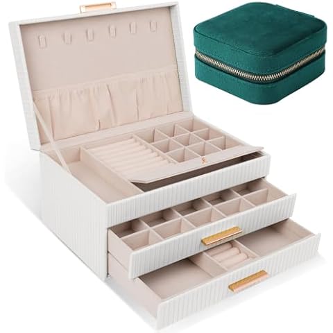 Dajasan 3-Layer Large Jewelry Box+Small Jewelry Case Cover