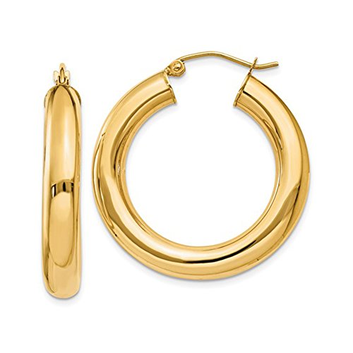 14k Gold Hoop Earrings, 5mm Thick