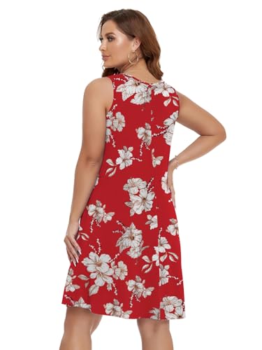 Image of BELAROI Women Casual Summer Beach Dresses Plus Size Sundress V Neck Pockets Swing Tank Dress Cover Ups