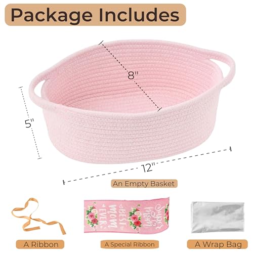Image of Gift Basket Empty, Small Baby Shower Basket for Gifts, Pink