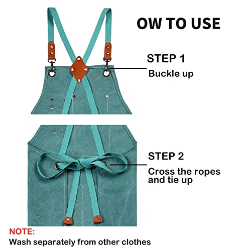 Chef-Apron-Cotton-Canvas-Gardening-Apron-with-Large-Pockets-for-Men-and-WomenKitchen-Cooking-Baking-Bib-Heavy-Duty-Adjustable-Garden-Apron