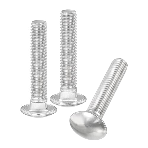 Image of uxcell 3 /8-16x2 Carriage Bolt, 50pcs Round Head Square Neck Screws, 304 Stainless Steel, Fully Threaded, Silver