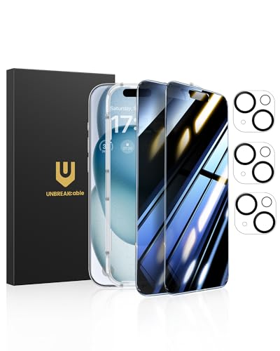 UNBREAKcable Privacy Screen Protector for iPhone 8 (4.7-Inch), 2-Pack + 2 Lens Protectors｜25° Anti-Spy｜9H Hardness｜Anti-Fingerprint｜HD Clarity Tempered Glass