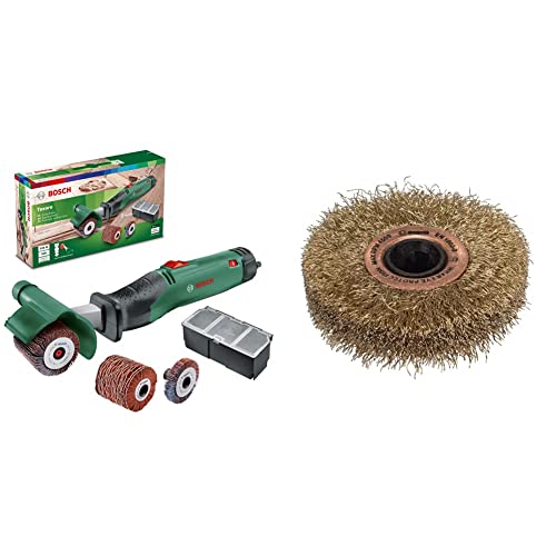 Bosch ponceuse multifonctions Texoro (250 W, 3 accessoires, coffret d’accessoires, dans carton) & Brosse (laiton) - Accessoire pour PRR 250 ES Marron