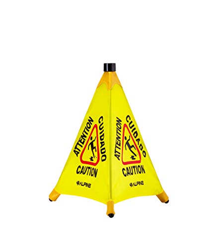 Alpine Industries Pop-Up Wet Floor Sign - Portable Three Sided Caution Cone - Slip & Fall Accident Prevention - For Commercial & Office Use (20 Inches) #TOP11