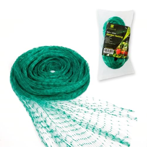 Straame Garden Netting 2m x 10m, Green Nylon Fine Mesh, Gardening Anti Bird Netting for Vegetable Patch & Raised Beds, Allotment Cover & Pond Net Cover, Plant Protection, Cat Deterrent, UV Resistant