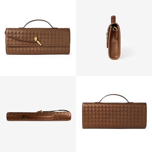 Image of Joryin Woven Purse for Women Evening Clutch Woven Leather Handbags Crossbody Bag Purse Formal Evening Bag, Vegan Leather
