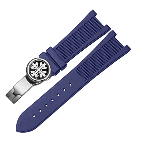 Bracelet montre silicone Patek Philippe Nautilus 5711 bleu et argenté haut de gamme