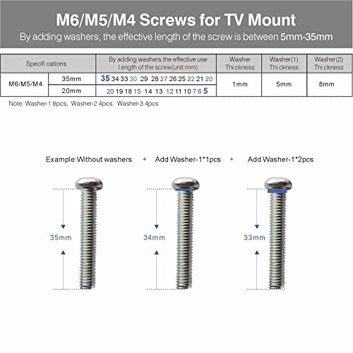 Tv Mount Screws Kit M6 M5 M4 Vesa Mounting Screws, M6 M5 M4 Tv Screws 35Mm 30Mm 20Mm 16Mm 15Mm 14Mm 12Mm 10Mm 6Mm 5Mm For Samsung Lg Vizio #TOP3