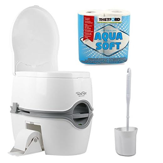 Thetford Porta Potti Excellence (565P) campingtoalett 21 liter tankset med naturlig sitthöjd + Fiamma toalettborste Aquasoft