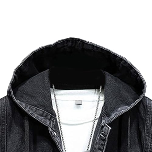 Veste en jean à capuche homme veste denim casual - 3