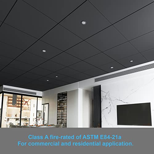 Art3d 12-Pack Smooth Drop Ceiling Tile 2ft x 2ft - Fire-Rated, Waterproof, Reusable - Premium PVC, No Sag and Breakage - Cover 48 Sq. Ft, Black by Art3d - Image 7