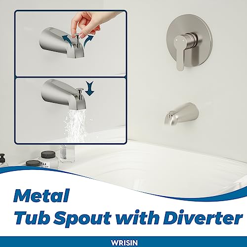 Tub Shower Faucet Set with Valve, WRISIN Shower Faucets Sets Complete Brushed Nickel with 6 Inch High-Pressure Rian Showerhead by WRISIN - Image 4