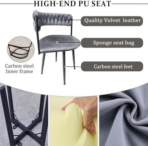 A 5-piece contemporary furniture set used as a small office conference table with four cushioned chairs in a bright room.