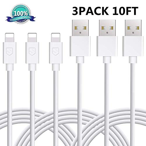 iPhone Charger, Sundix Lightning Cable 3Pack 10ft Charger and Sync Cable Compatible with iPhone X 8 8P 7 7P SE 5 6 6SP iPad Mini Air Pro iPod