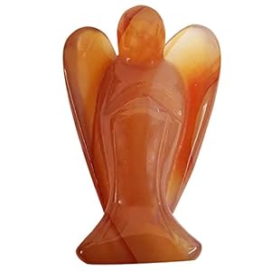 Lovionus89 Natürlich Karneol Wächter Engel Statue, 5 cm Handgeschnitzt Stein Heilung Kristall Tasche Figuren Dekoration