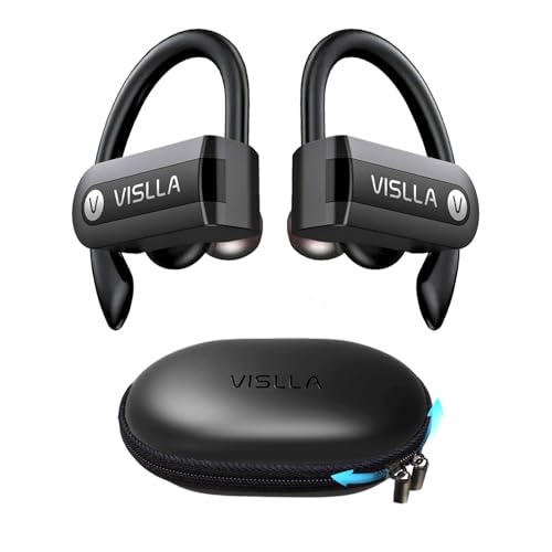 Vislla Wireless Earbuds, Bluetooth Earbuds with Earhooks, 82H Long Battery