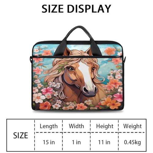 Maletín para portátil con estampado floral Animal Horse 15 pulgadas miniatura 2