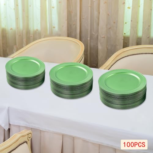 100 Platos Decorativos Redondos de Plástico 13" miniatura 4