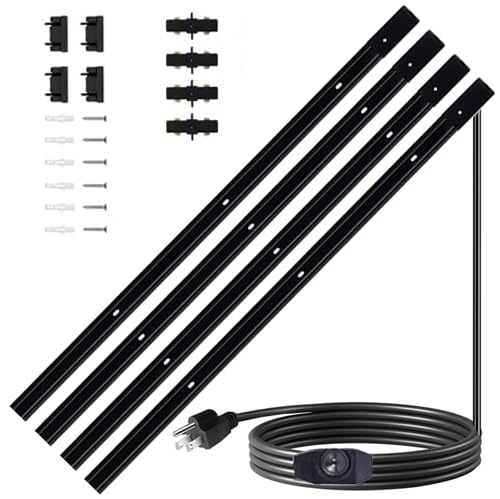 Black Extra Long H Type Track Lighting Rails Kit with Dimmer Switch for Large Areas 19.7FT Track Lighting System Single Circuit 3-Wire-1 H Track Rail with 4 I Connectors, Made of Aluminum
