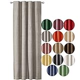 JEMIDI Cortina decorativa con aspecto de lino con cinta fruncida, 140 cm x 245 cm, opaca, cortina para ventana, color gris claro