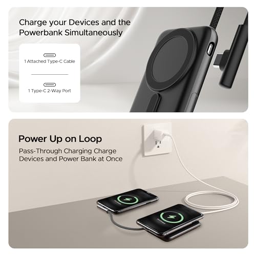 Image of Boat Energyshroom PB330 MagnaCharge 10000 mAh Magnetic Wireless Power Bank w / 15W Wireless Charging, Metal Stand,Magnacharge Ring for iPhone and Android Phones w /Wireless Charge(Black)