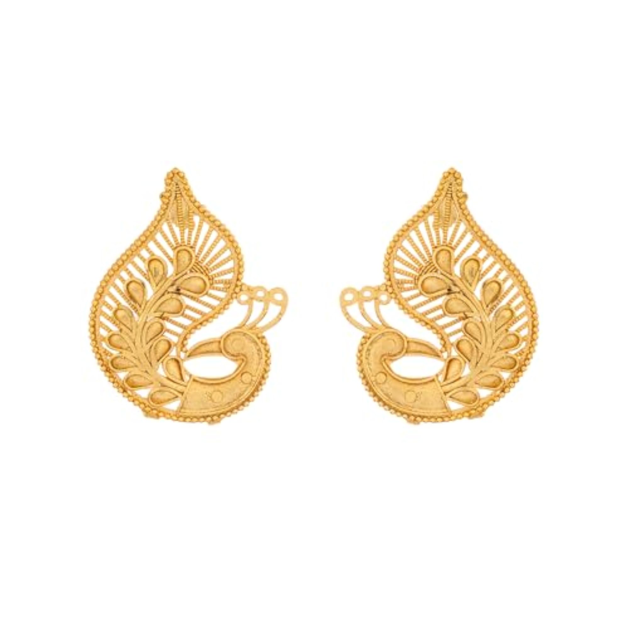 Women's Gold Plated Traditional Peacock Stud Earrings