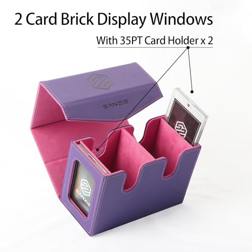 Image of SANZIE Card Deck Box for MTG Commander Deck Box with 2 Toploaders 35PT fits 240+ Single Sleeved Trading Cards PTCG TCG Deck Box for Trading Cards (Purple)