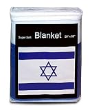 JAVI Sports Israel Flag Fleece Blanket 50'x60' Star of David Travel Throw Cover
