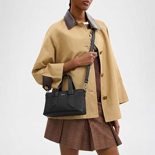 Image of EXOTIC Valeria Satchel Sling Bag for Women | Textured Leatherette Handbag with Top Handle & Detachable Crossbody Strap | Multi-Compartment Structured Purse