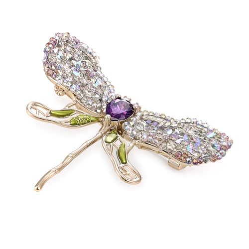 Butterfly Crystal Brooches for Women, SHE'S FREE STYLE JUST FOR YOU 2.6" Vintage Crystal Wings Copper Brooch and Pin with Cubic Zirconia, Handmde Sparkle Brooch Jewelry Gift (Purple) by SHE'S FREE STYLE JUST FOR YOU - Image 2