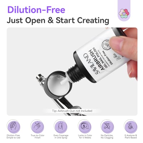 Image of SAVILAND Dilution-Free Airbrush Gel Nail Polish White 2PCS 20ml | Non-Acetone Airbrush for Nails, Hema-Free Airbrush Paint with Fine Mist, for French & Ombre Nail Art Design Salon